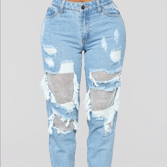 Fashion Nova Icy Denim Rhinestone 